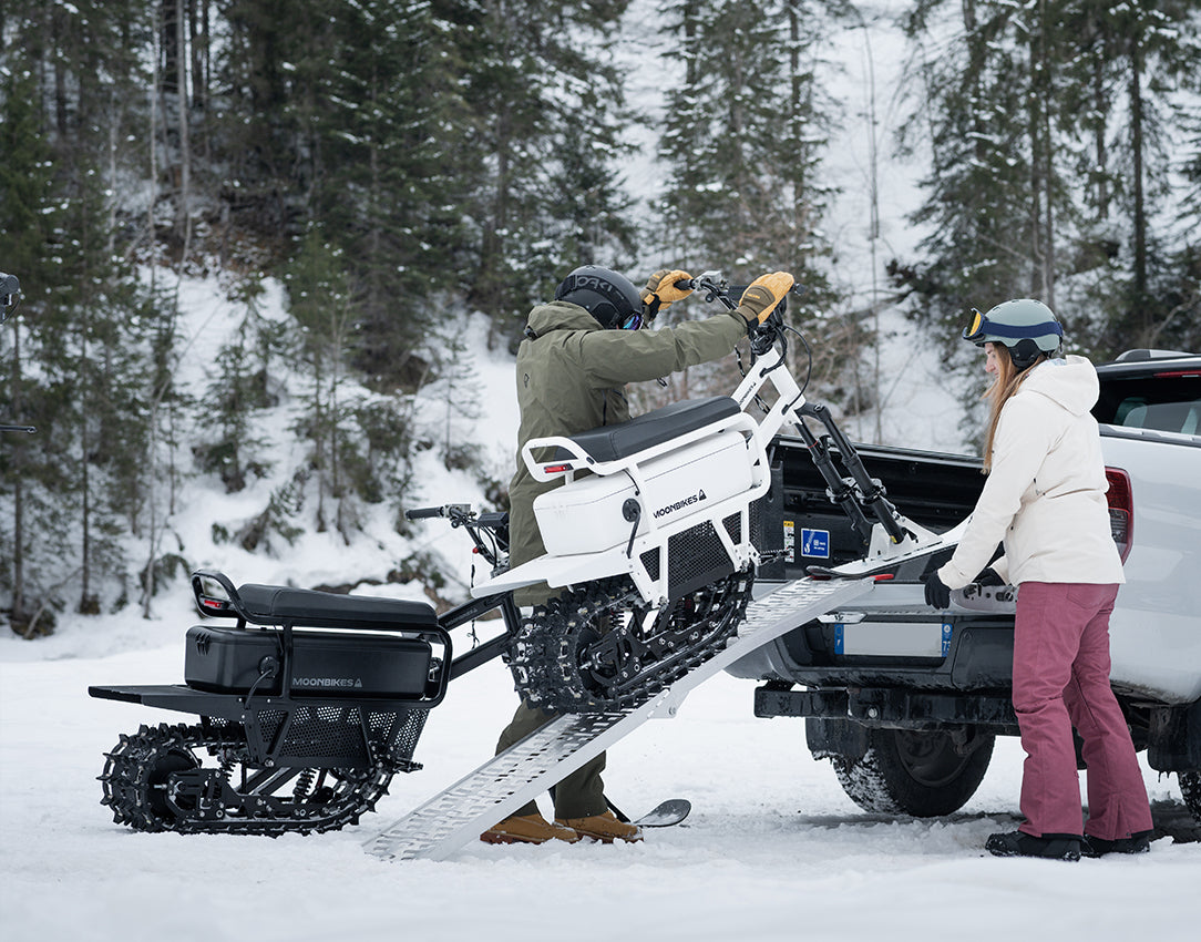 MoonBikes  The Silent Electric compact Snowmobile Alternative, electric snow scooter, battery-powered snowmobile, no gas snowmobile, lightweight electric snow vehicle